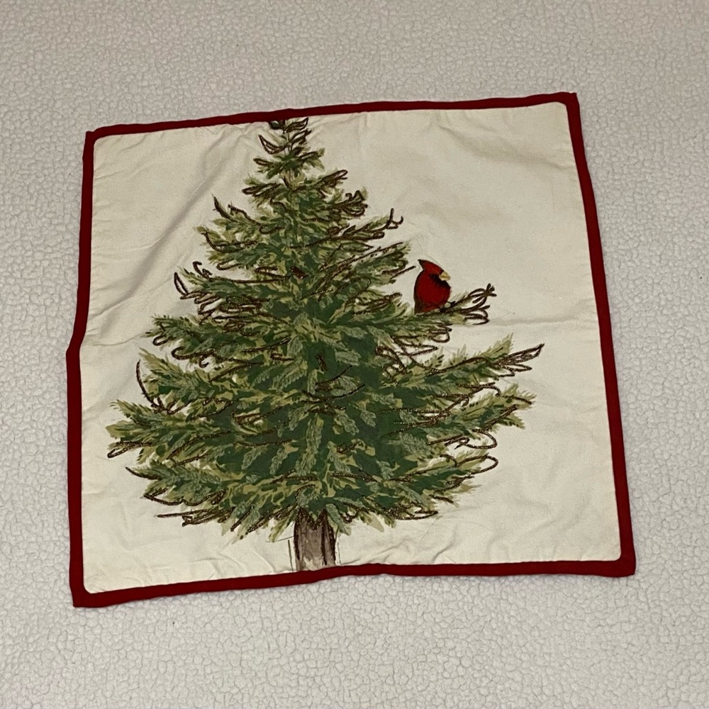 Pottery Barn embroidered Christmas pillow cover, 20”x20” very good condition